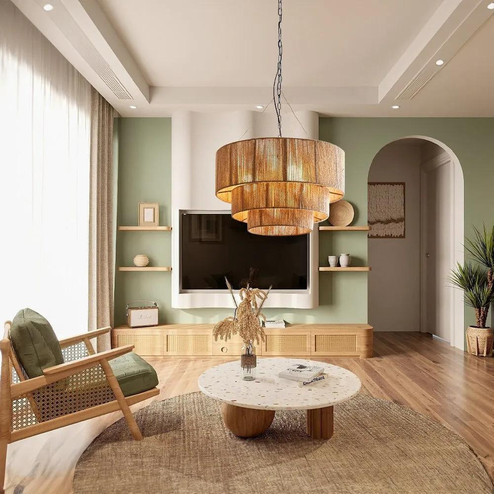 Pendant Light Handwoven Hemp Boho Design