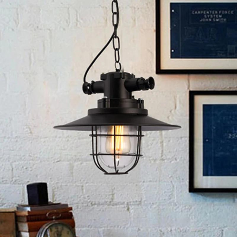 Industrial Iron Adjustable-Height Pendant Light