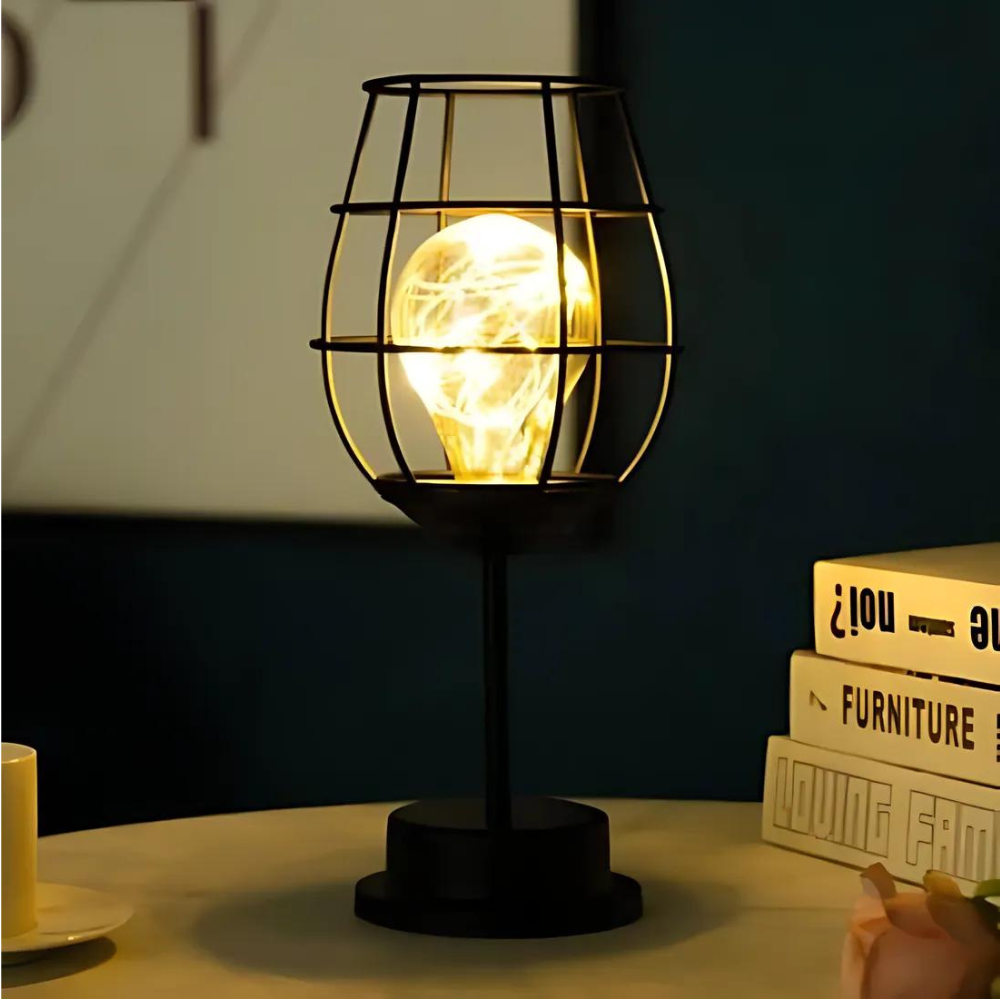 Wireless rechargeable table lamp glass & metal