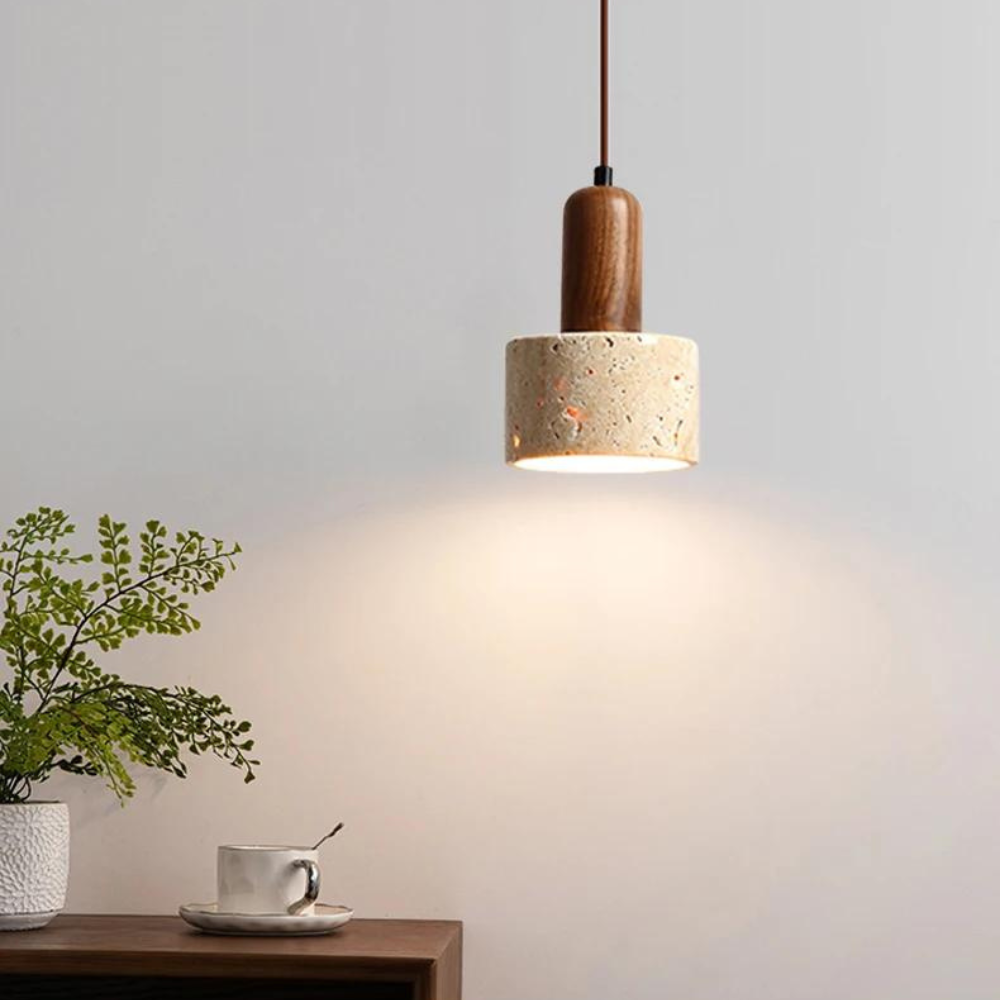 Japandi Travertine Marble Pendant Light