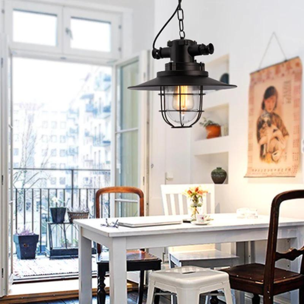 Industrial Iron Adjustable-Height Pendant Light