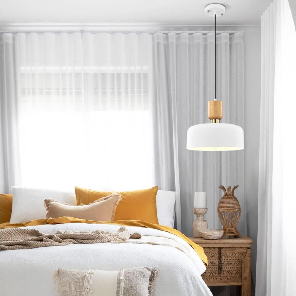 Pendant Light Wood Accent Modern Japandi Style