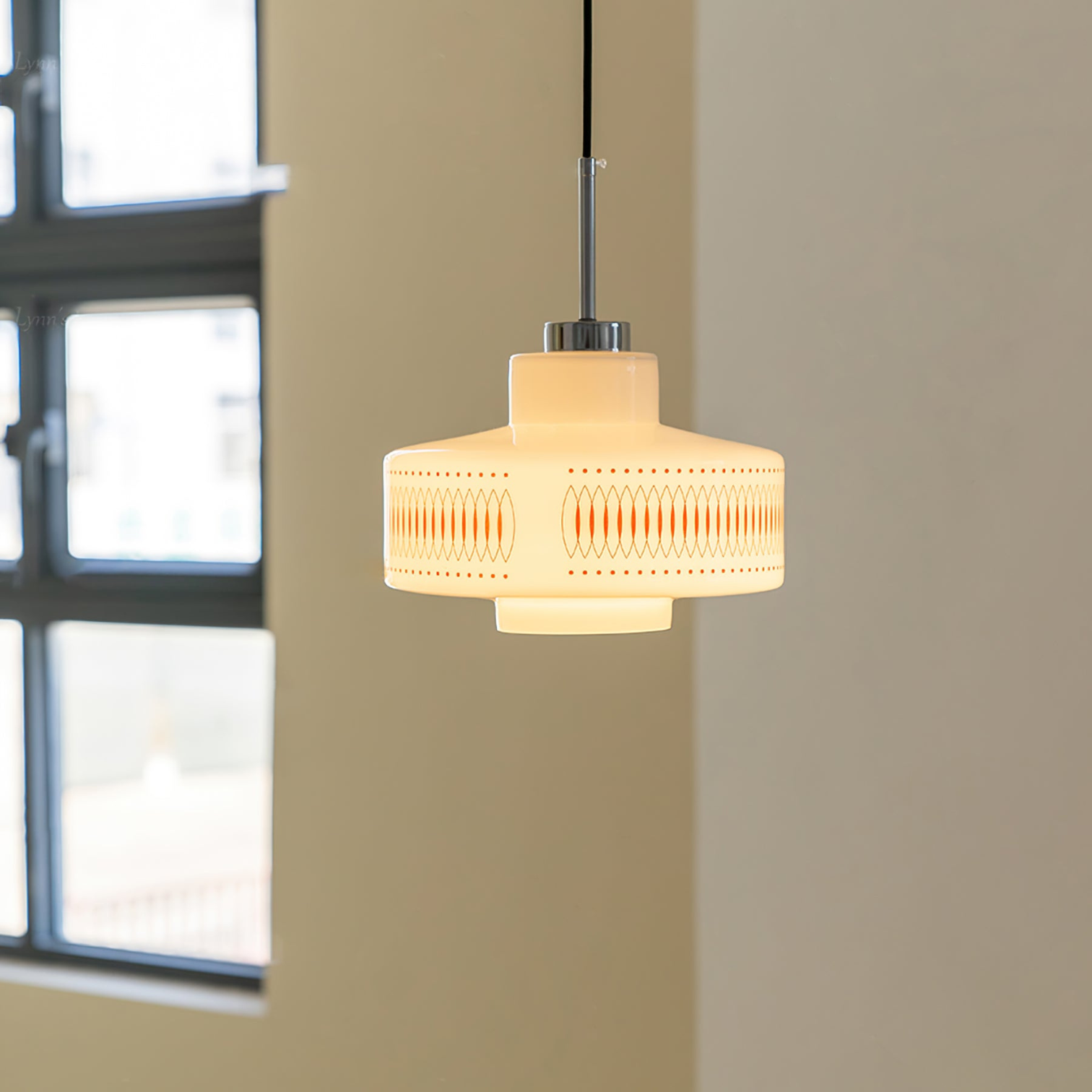 Pendant Light Glass & Steel Vintage Design