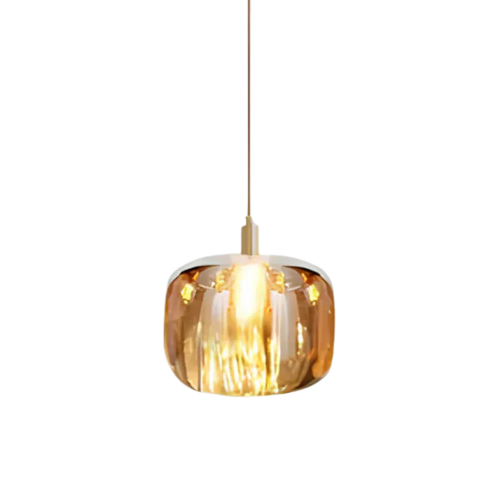 Hand-Blown Amber Glass Pendant Light – Japandi Gold Statement Piece