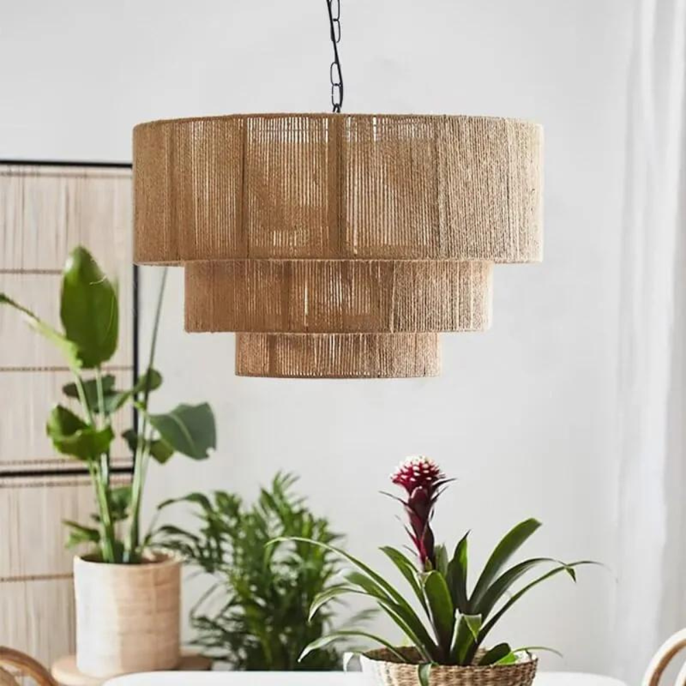 Pendant Light Handwoven Hemp Boho Design