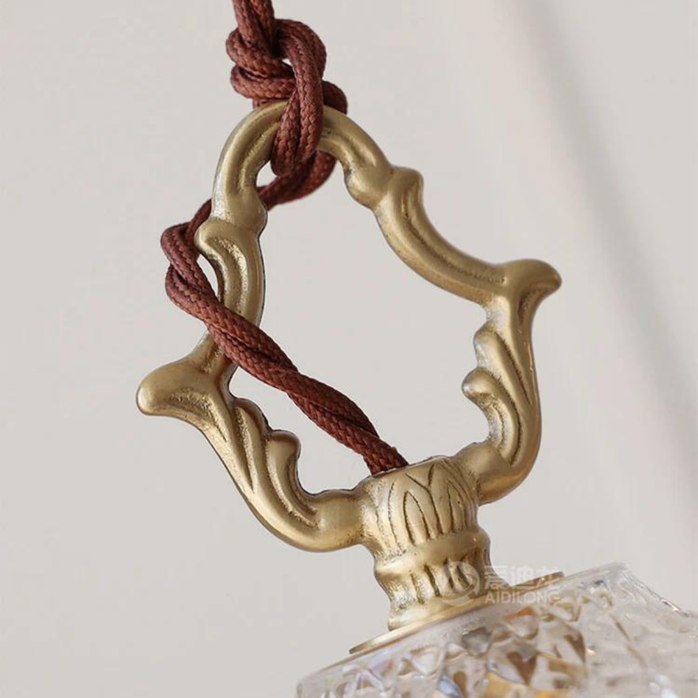 Chandelier Floral Glass & Brass Retro Elegance