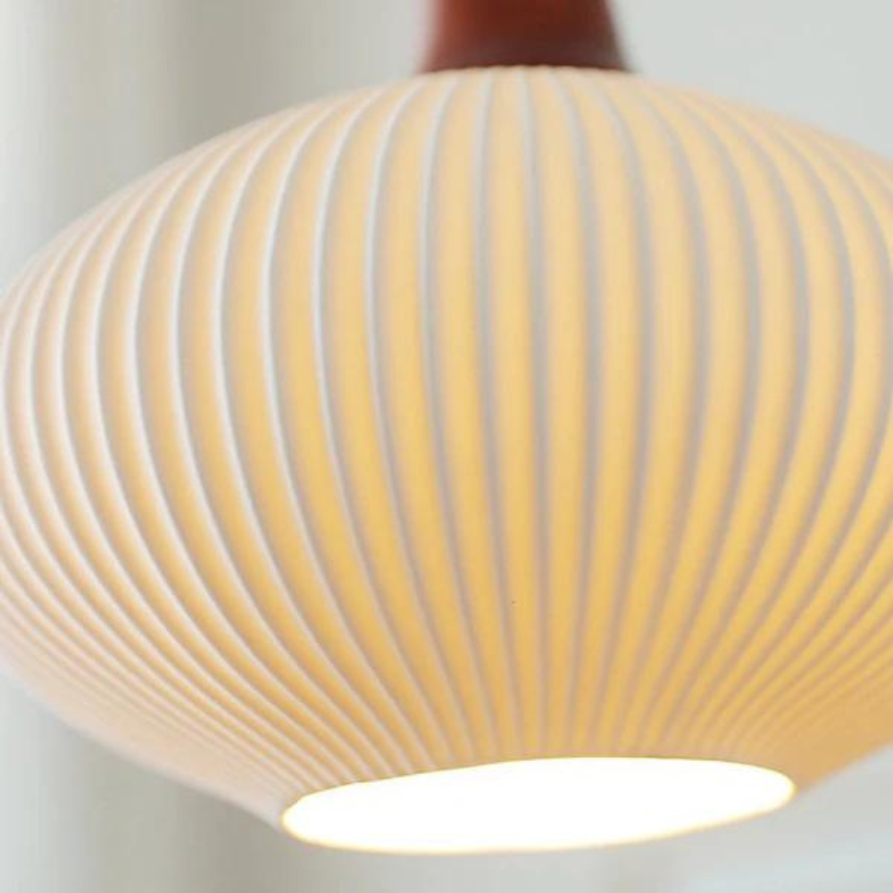 Coastal Ribbed Ceramic Pendant Light