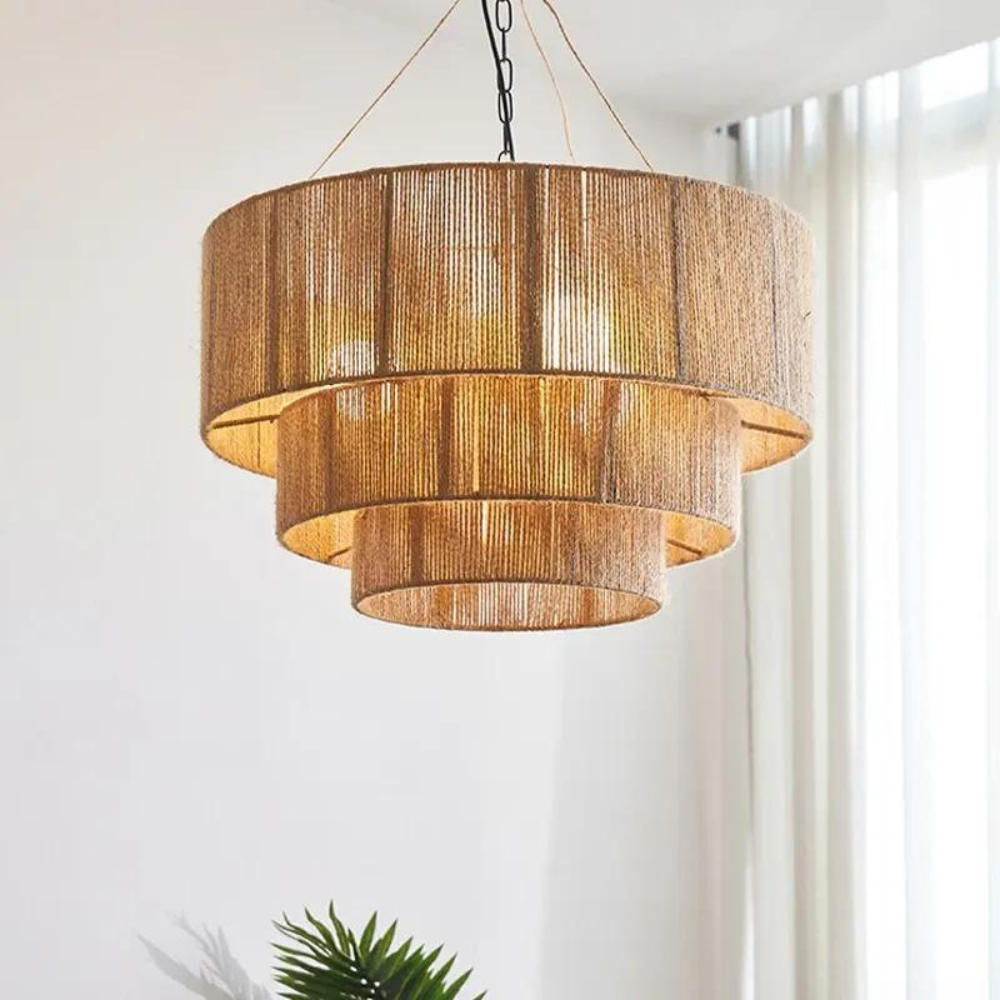 Pendant Light Handwoven Hemp Boho Design