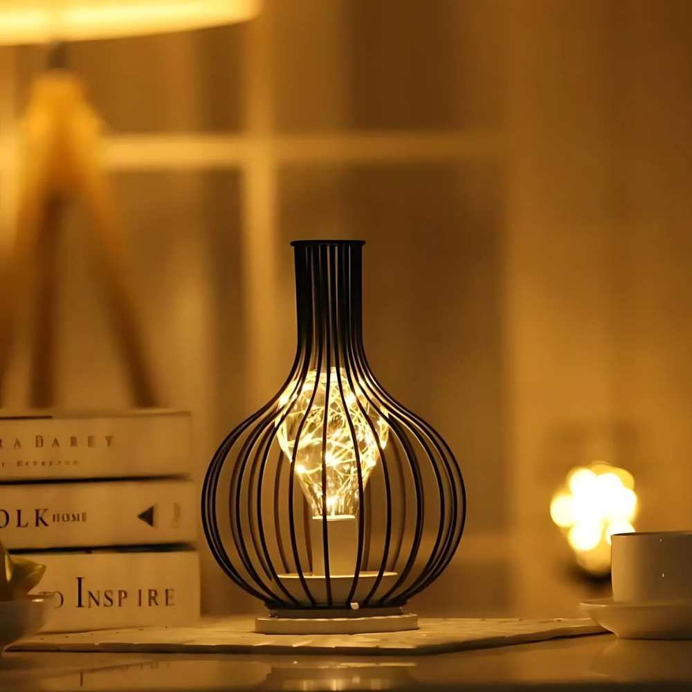 Wireless rechargeable table lamp glass & metal