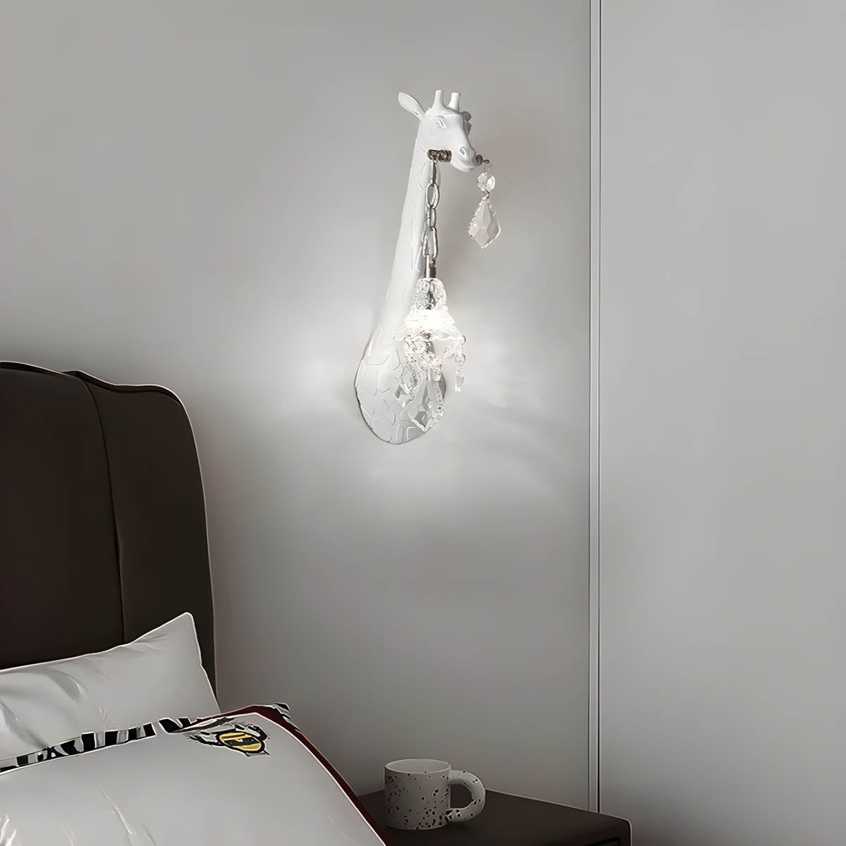 Resin, glass & steel giraffe-wall light