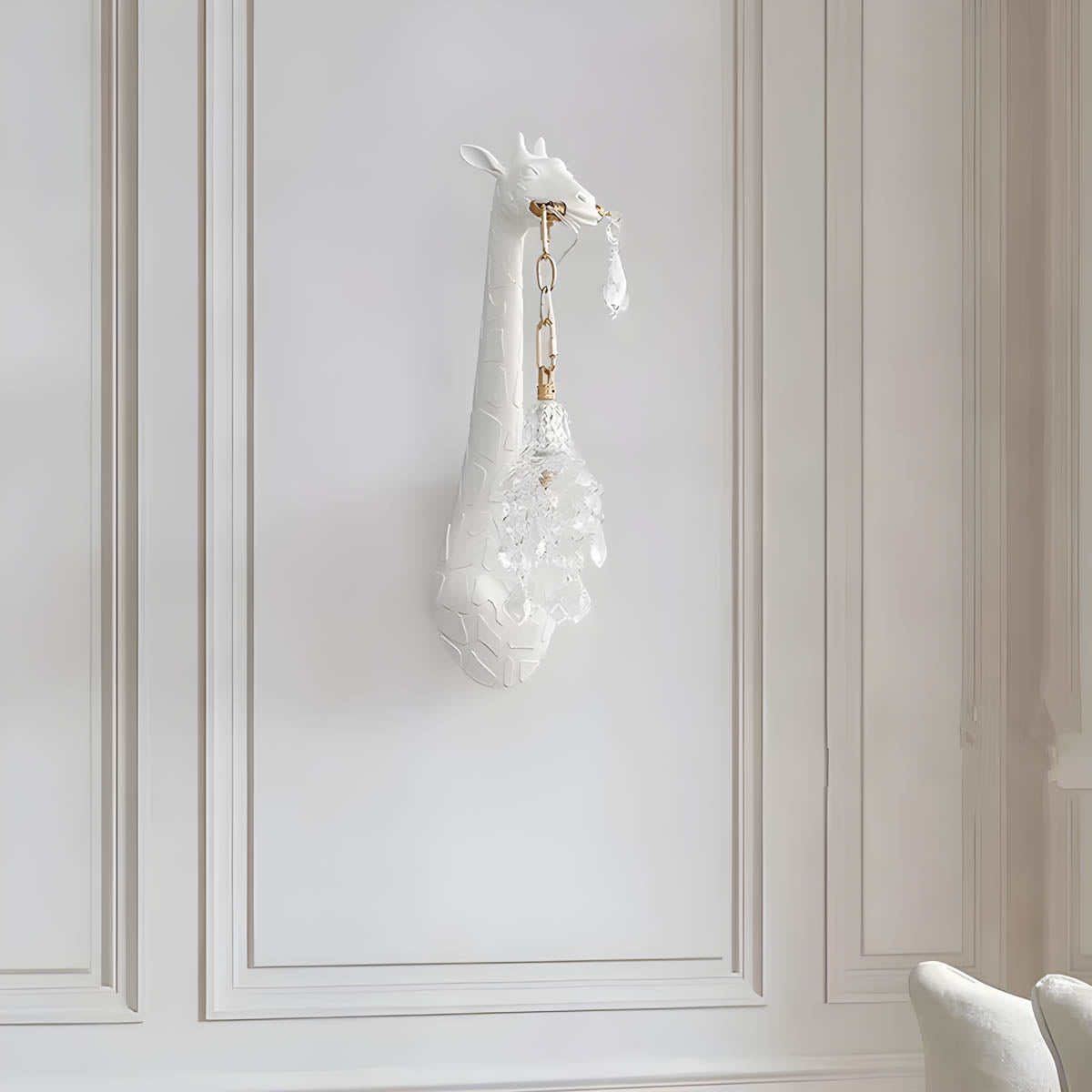 Resin, glass & steel giraffe-wall light