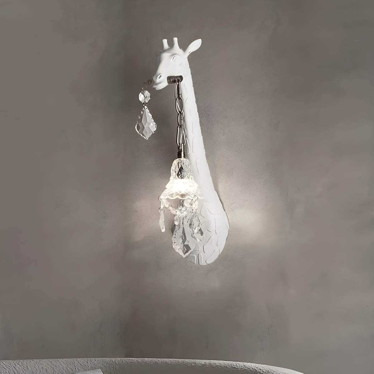 Resin, glass & steel giraffe-wall light