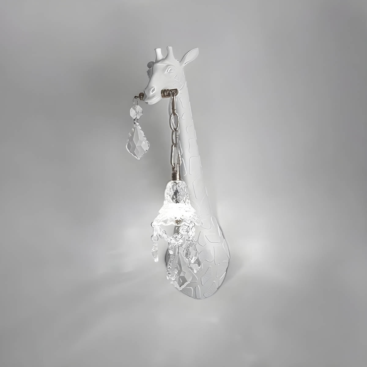 Resin, glass & steel giraffe-wall light