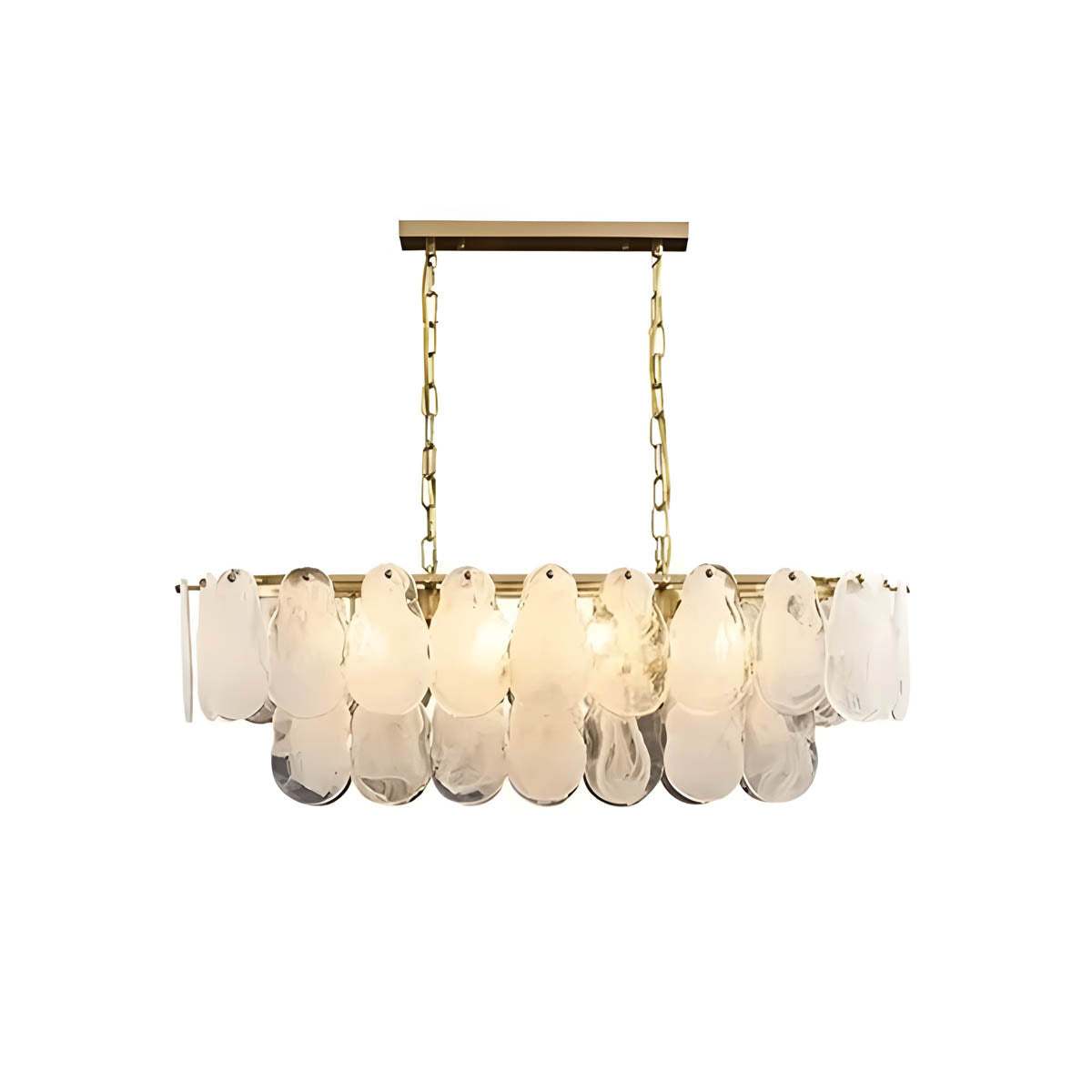 Cloud glass chandelier with gold metal frame