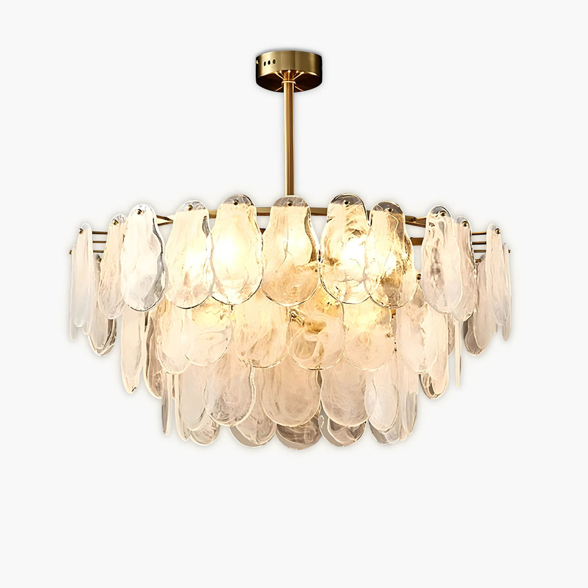 Cloud glass chandelier with gold metal frame