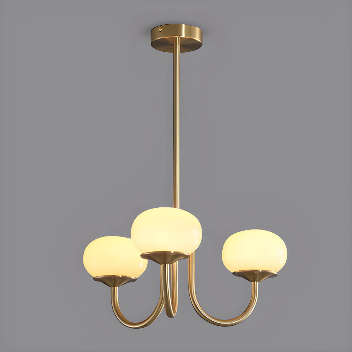 Vintage glass & iron head semi-flush pendant light