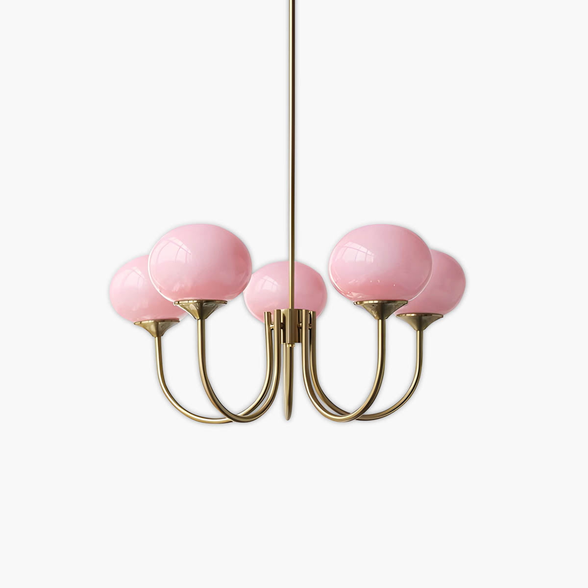 Vintage glass & iron head semi-flush pendant light