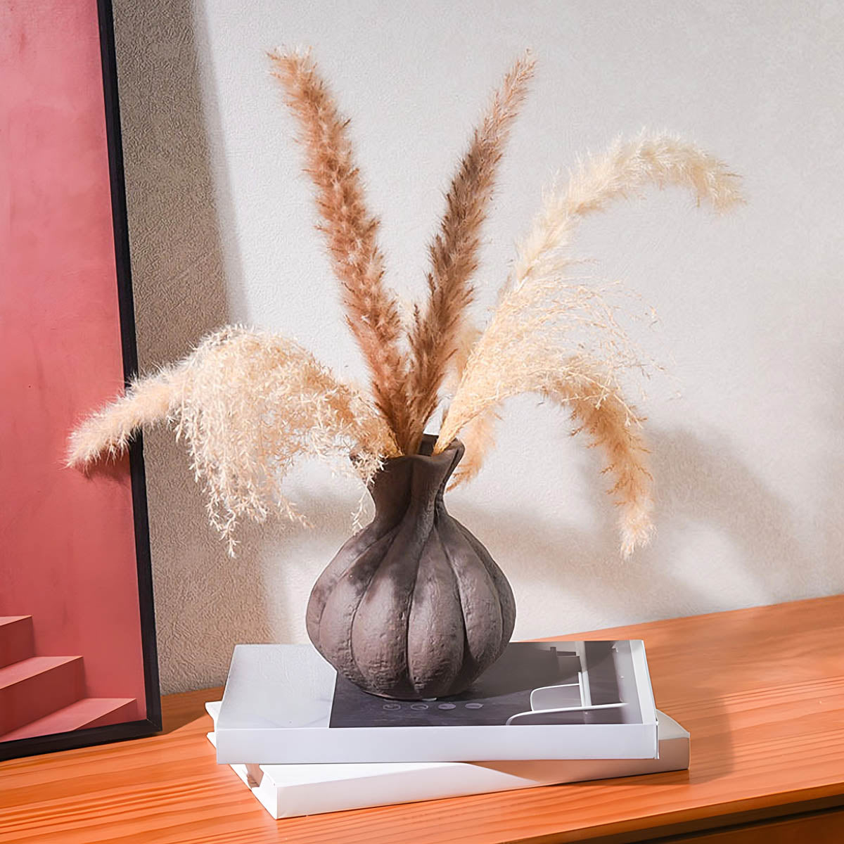 Artistic Pleated Ceramic Vase, Matte Finish — Decorative Home Centrepiece