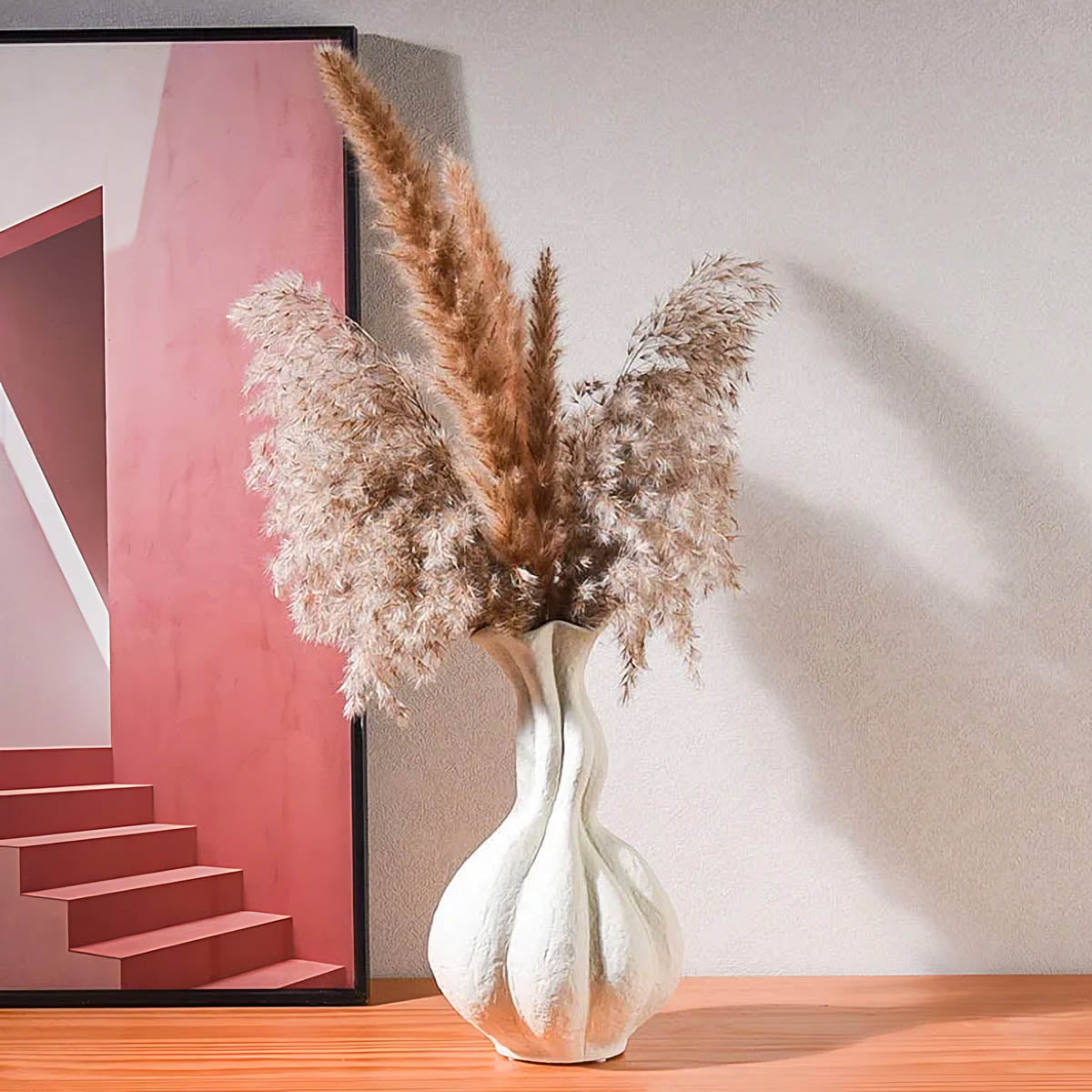 Artistic Pleated Ceramic Vase, Matte Finish — Decorative Home Centrepiece