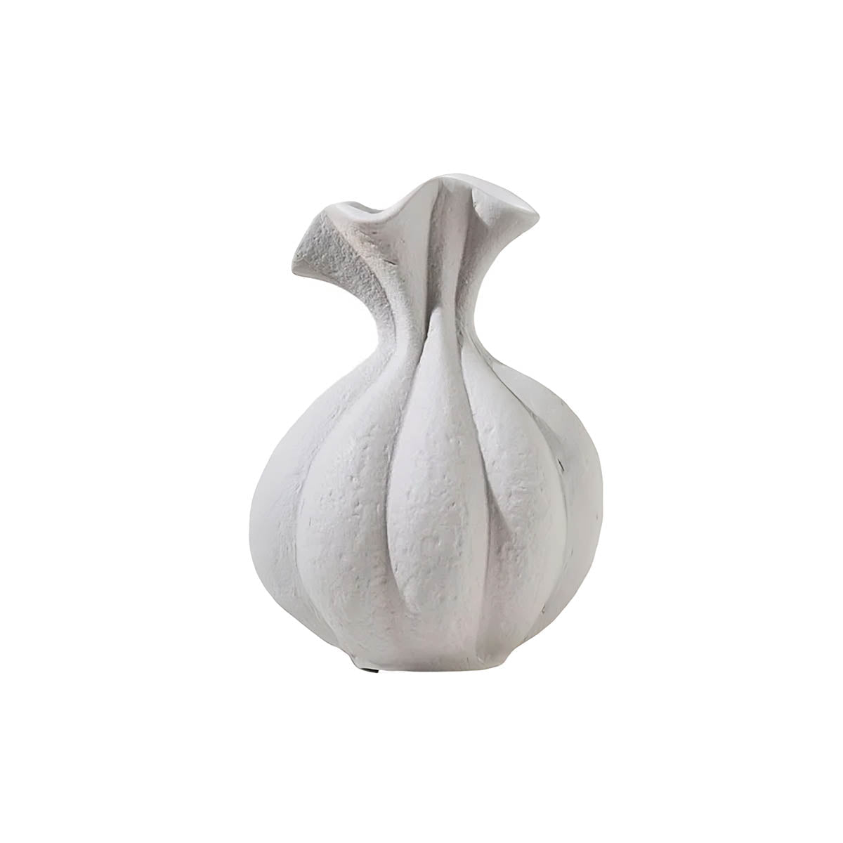 Artistic Pleated Ceramic Vase, Matte Finish — Decorative Home Centrepiece