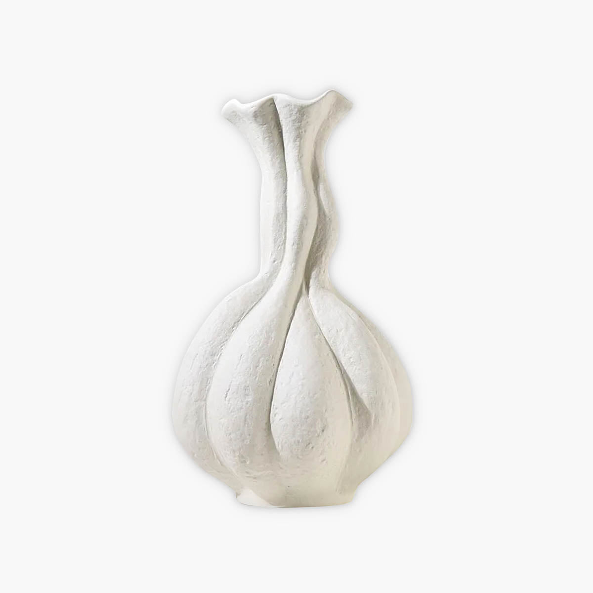 Artistic Pleated Ceramic Vase, Matte Finish — Decorative Home Centrepiece