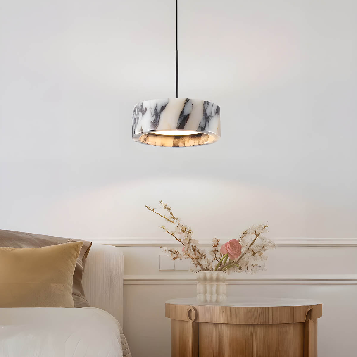 Natural stone pendant light