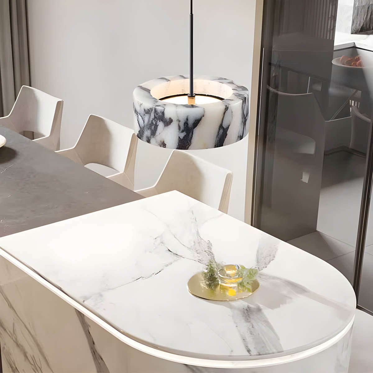 Natural stone pendant light