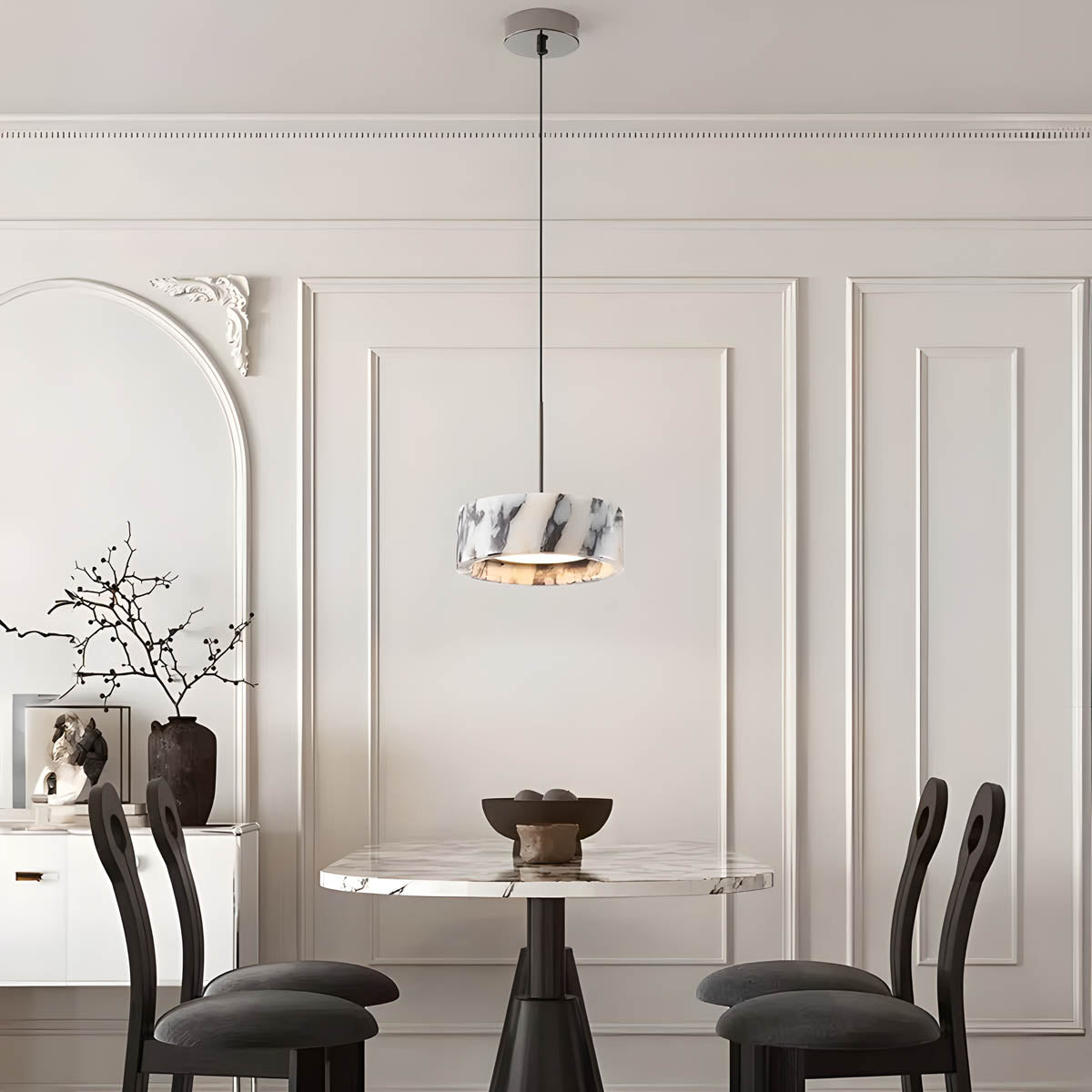 Natural stone pendant light