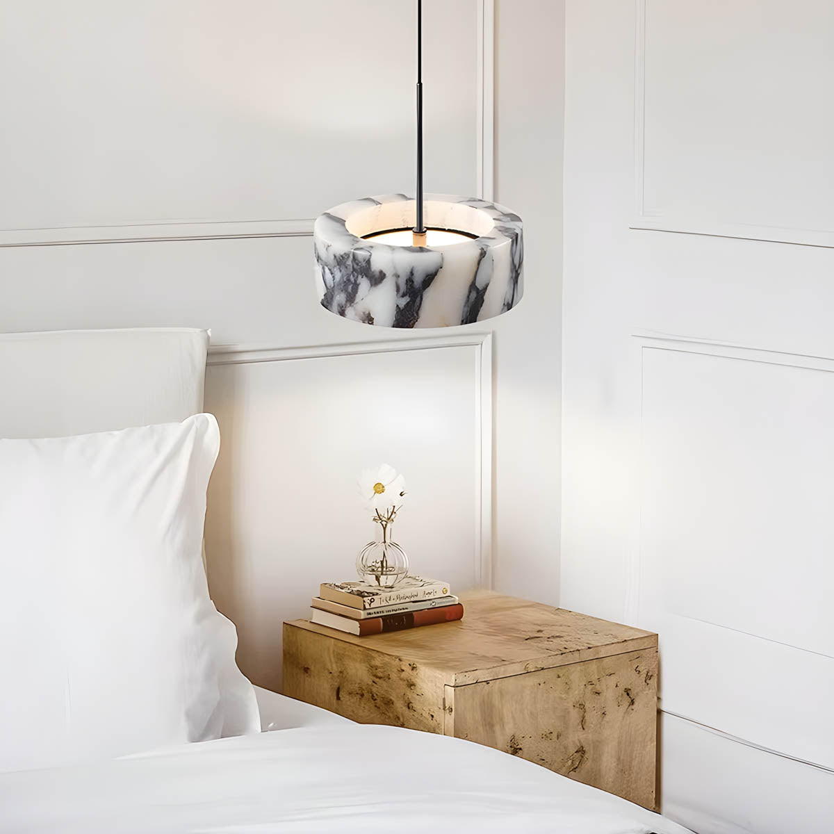 Natural stone pendant light