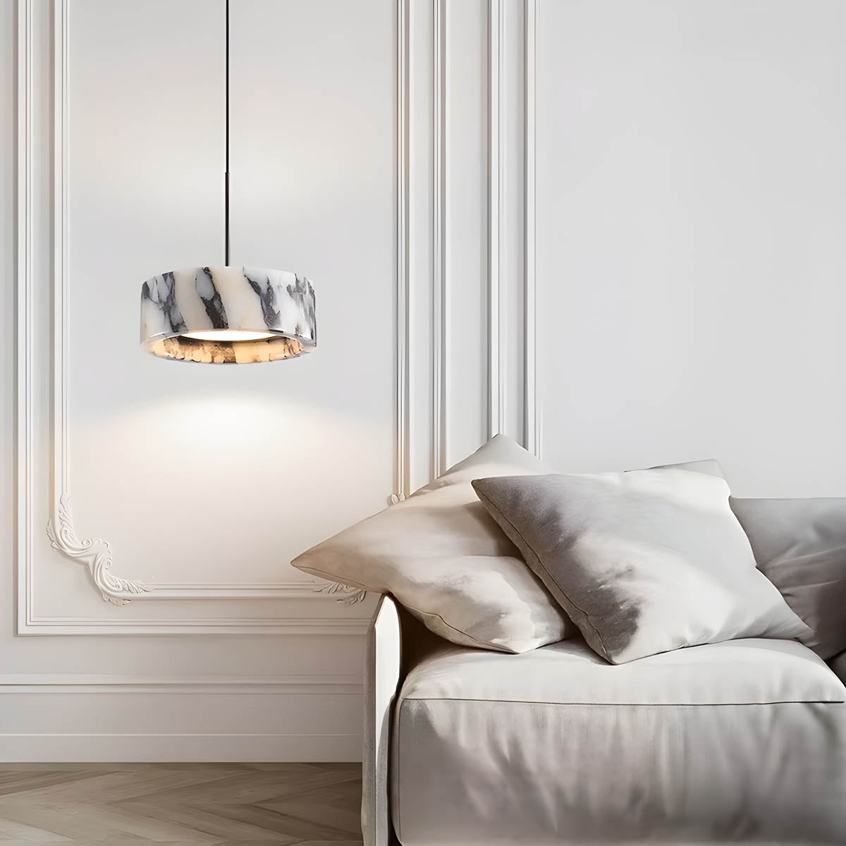 Natural stone pendant light