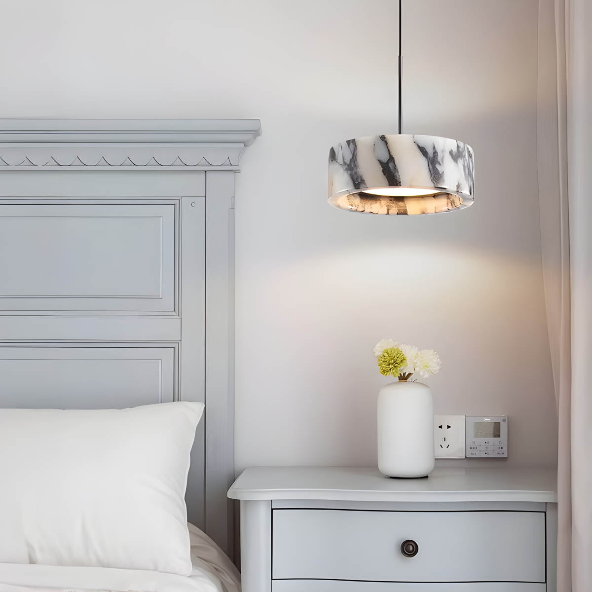 Natural stone pendant light