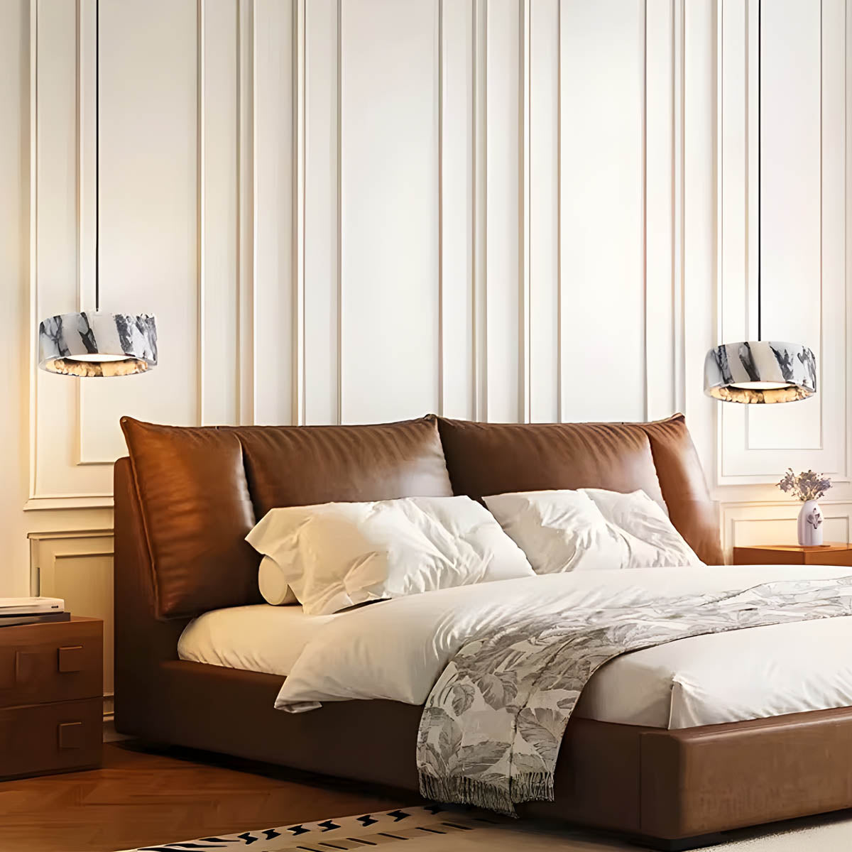 Natural stone pendant light