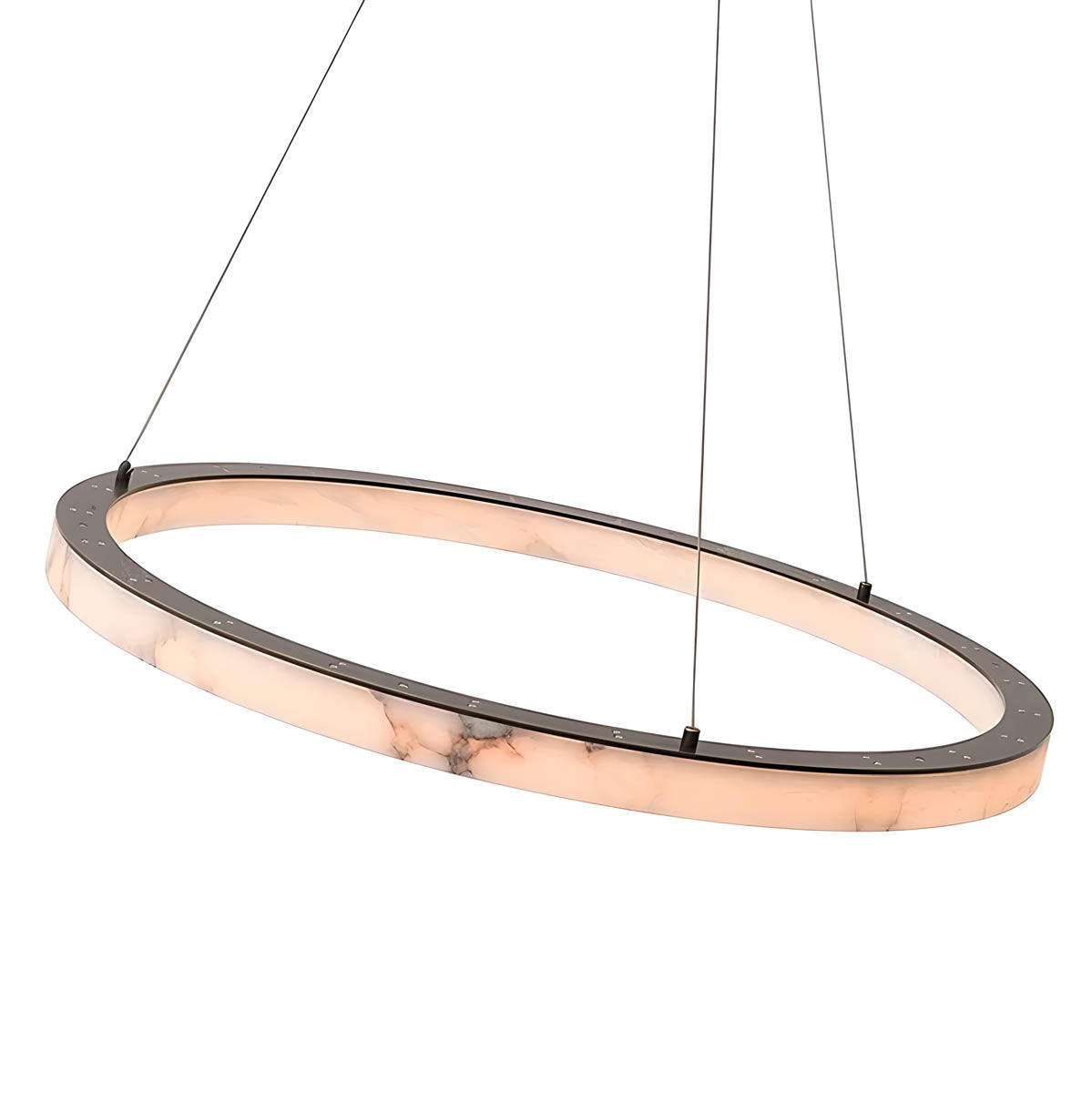 Luxury marble & steel ring light, 80-cm diameter LED included