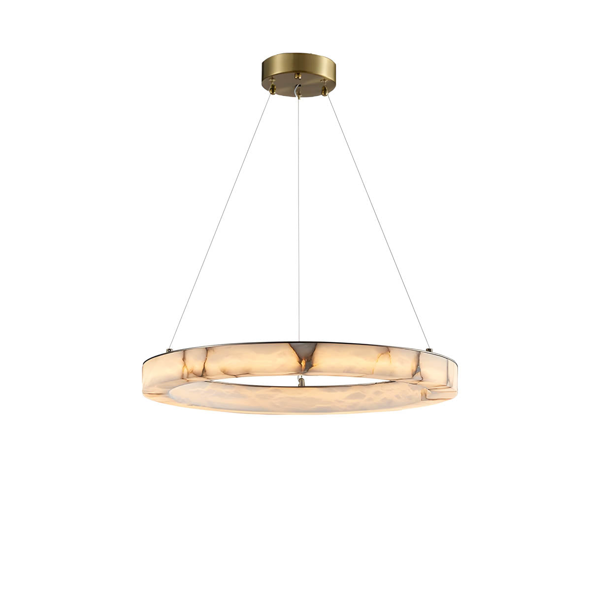 Luxury marble & steel ring light, 80-cm diameter LED included