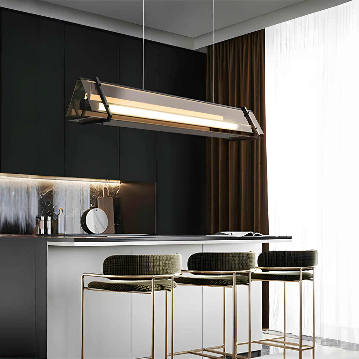 Crystal Clear Glass & Metal LED Pendant Lamp ARK