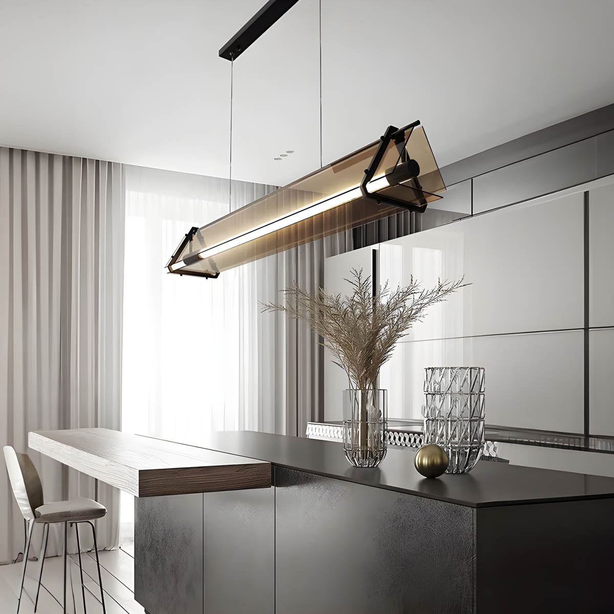 Crystal Clear Glass & Metal LED Pendant Lamp ARK