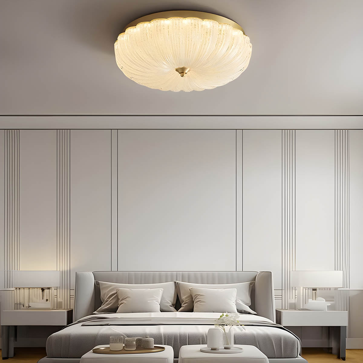 Scalloped Acrylic Dome Flush Ceiling Light 30-50 cm