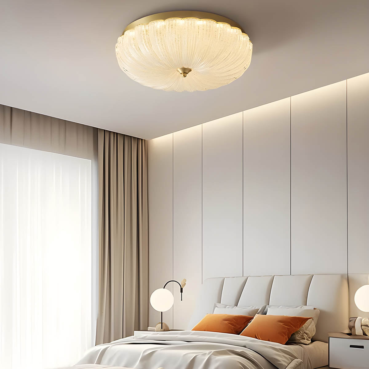 Scalloped Acrylic Dome Flush Ceiling Light 30-50 cm