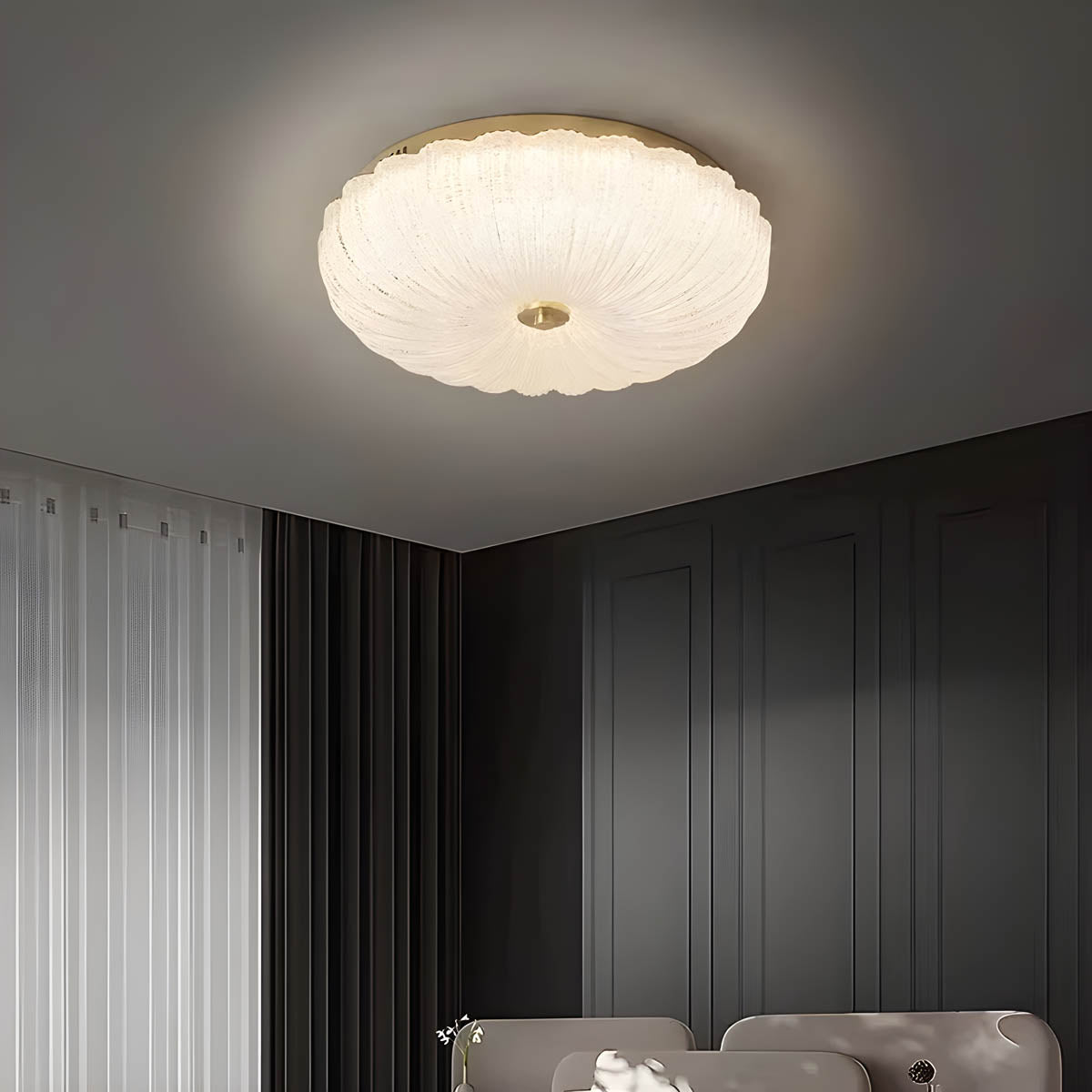 Scalloped Acrylic Dome Flush Ceiling Light 30-50 cm