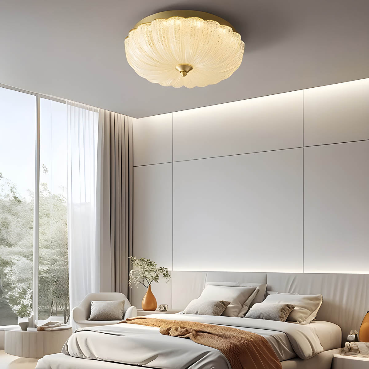 Scalloped Acrylic Dome Flush Ceiling Light 30-50 cm