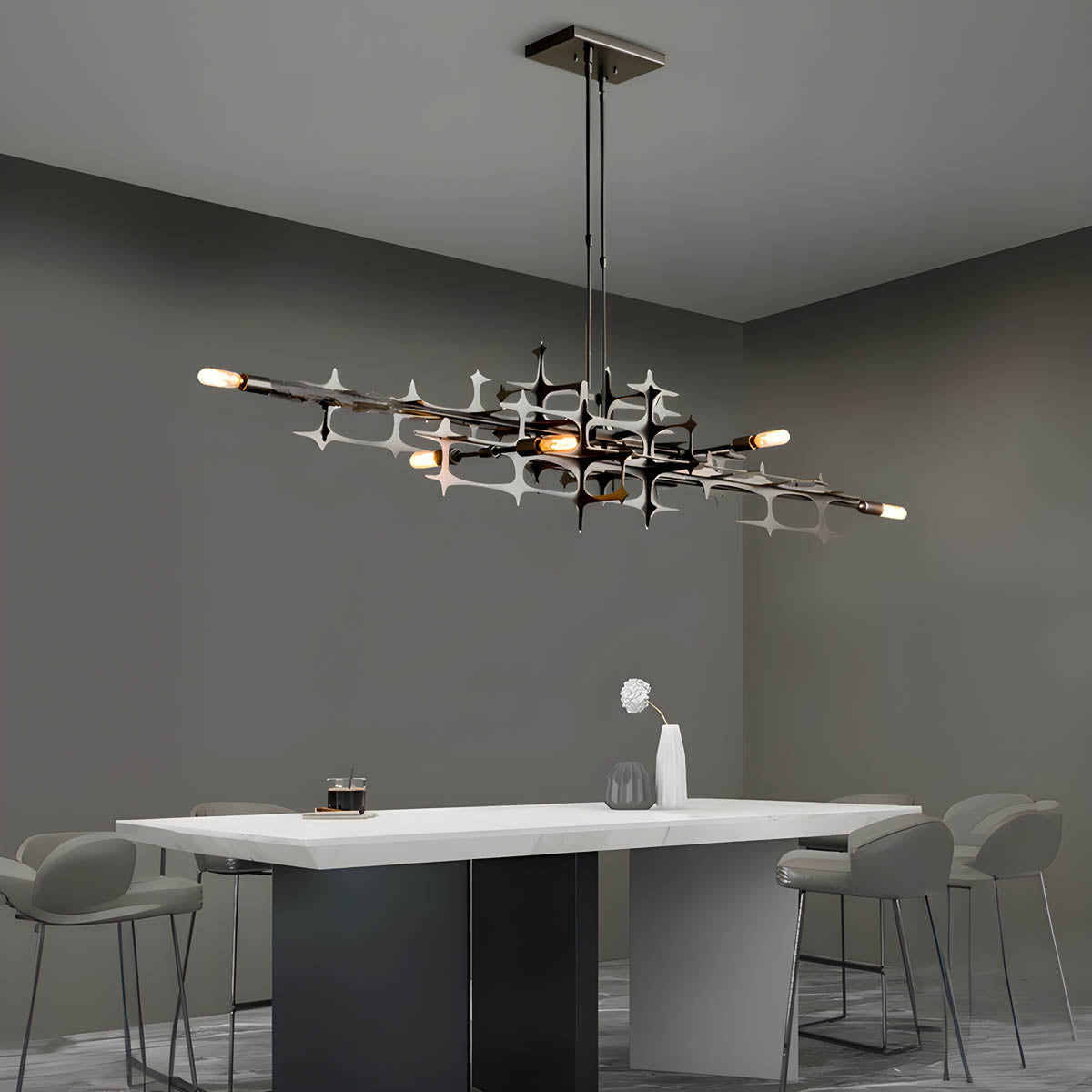 Iron Semi-Flush LED Chandelier 80-120 cm