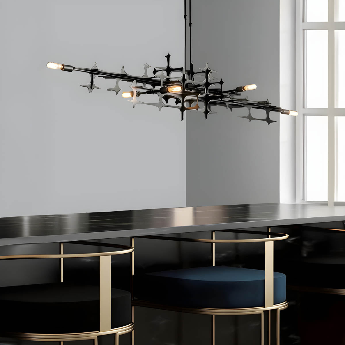 Iron Semi-Flush LED Chandelier 80-120 cm