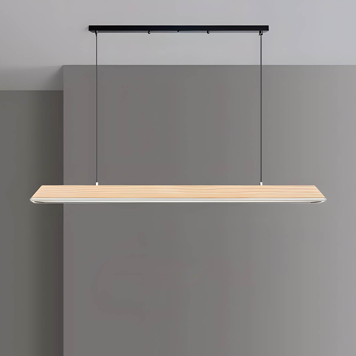 Wood and Metal Trapezoid Pendant Light 90-180 cm