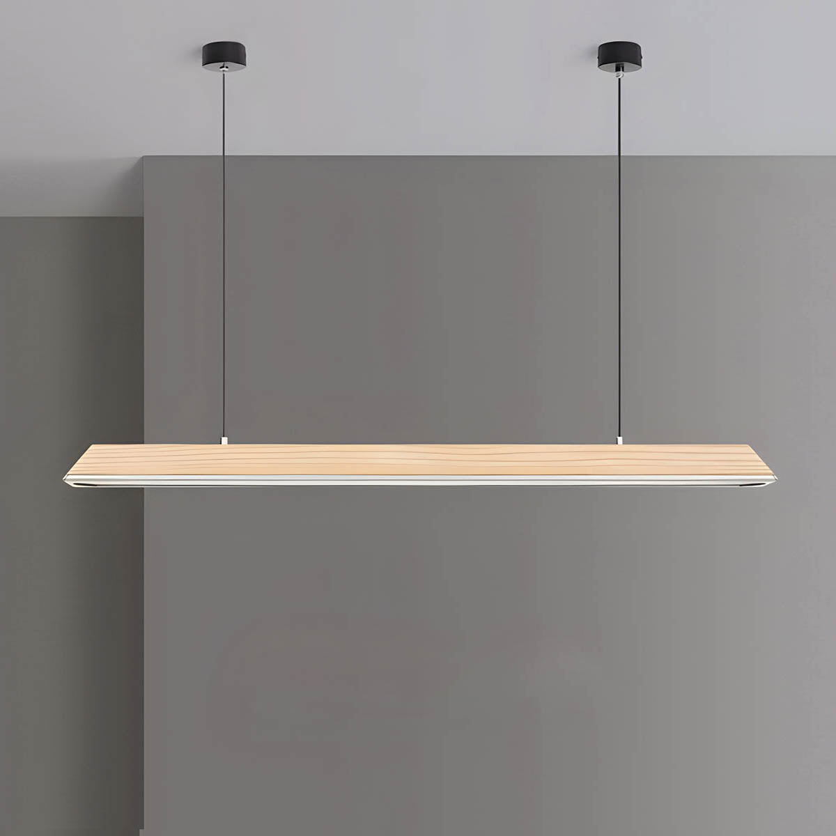 Wood and Metal Trapezoid Pendant Light 90-180 cm