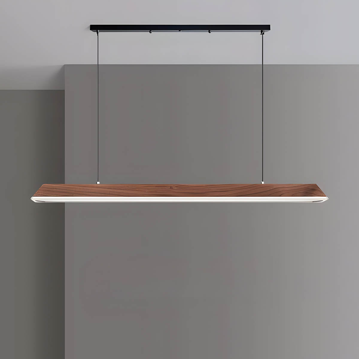 Wood and Metal Trapezoid Pendant Light 90-180 cm