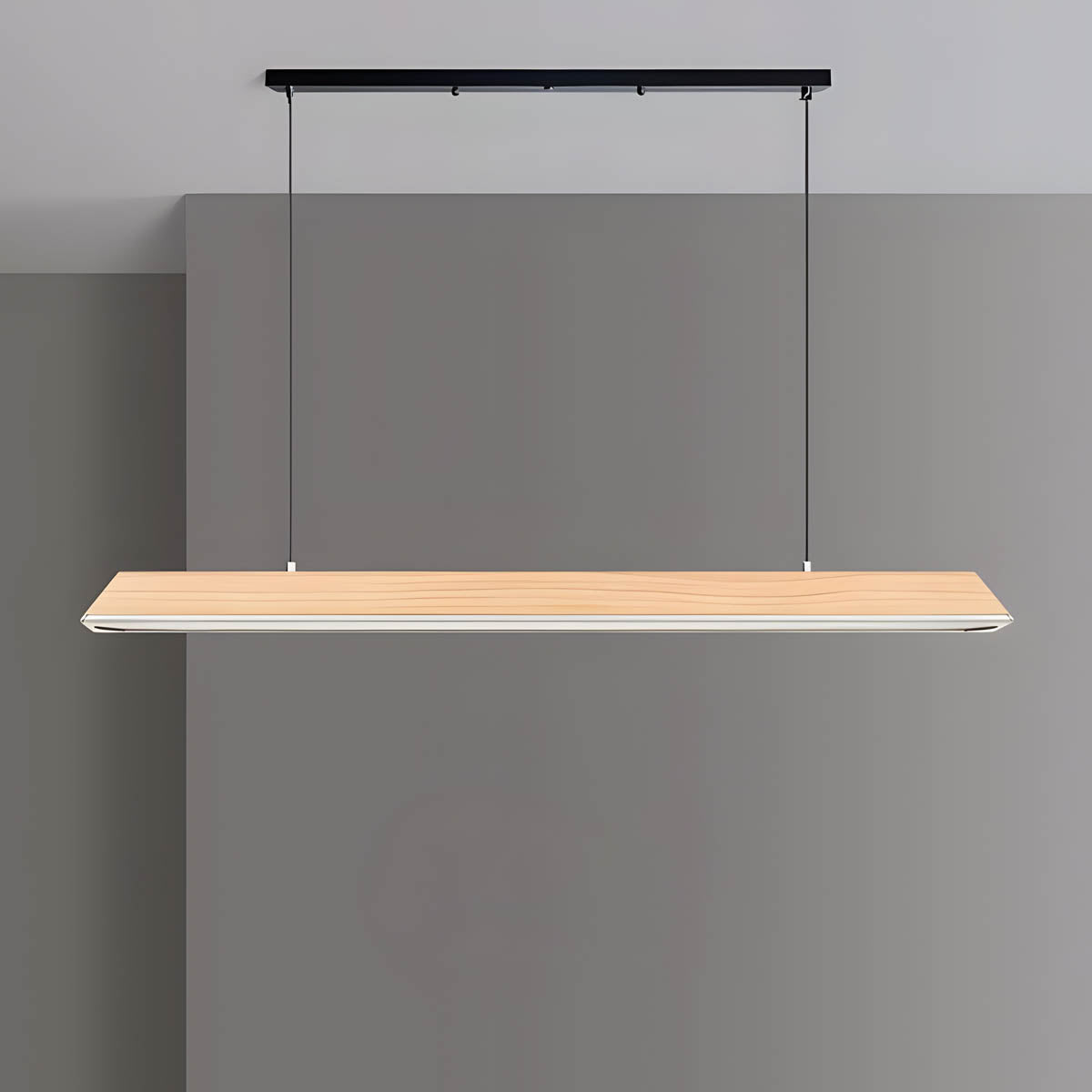 Wood and Metal Trapezoid Pendant Light 90-180 cm