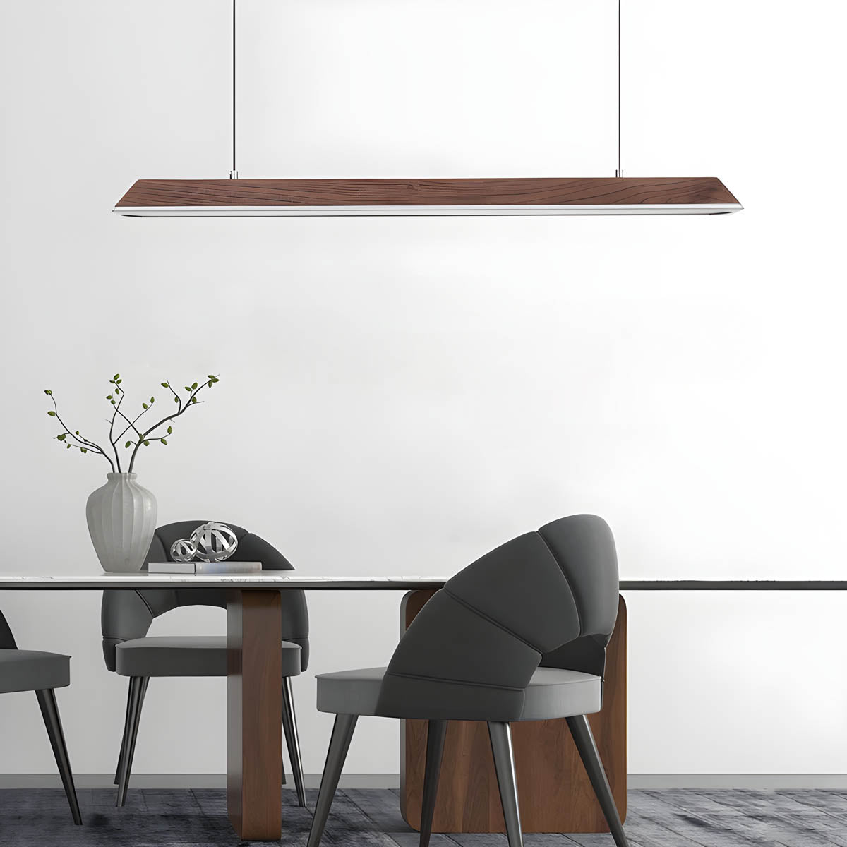 Wood and Metal Trapezoid Pendant Light 90-180 cm