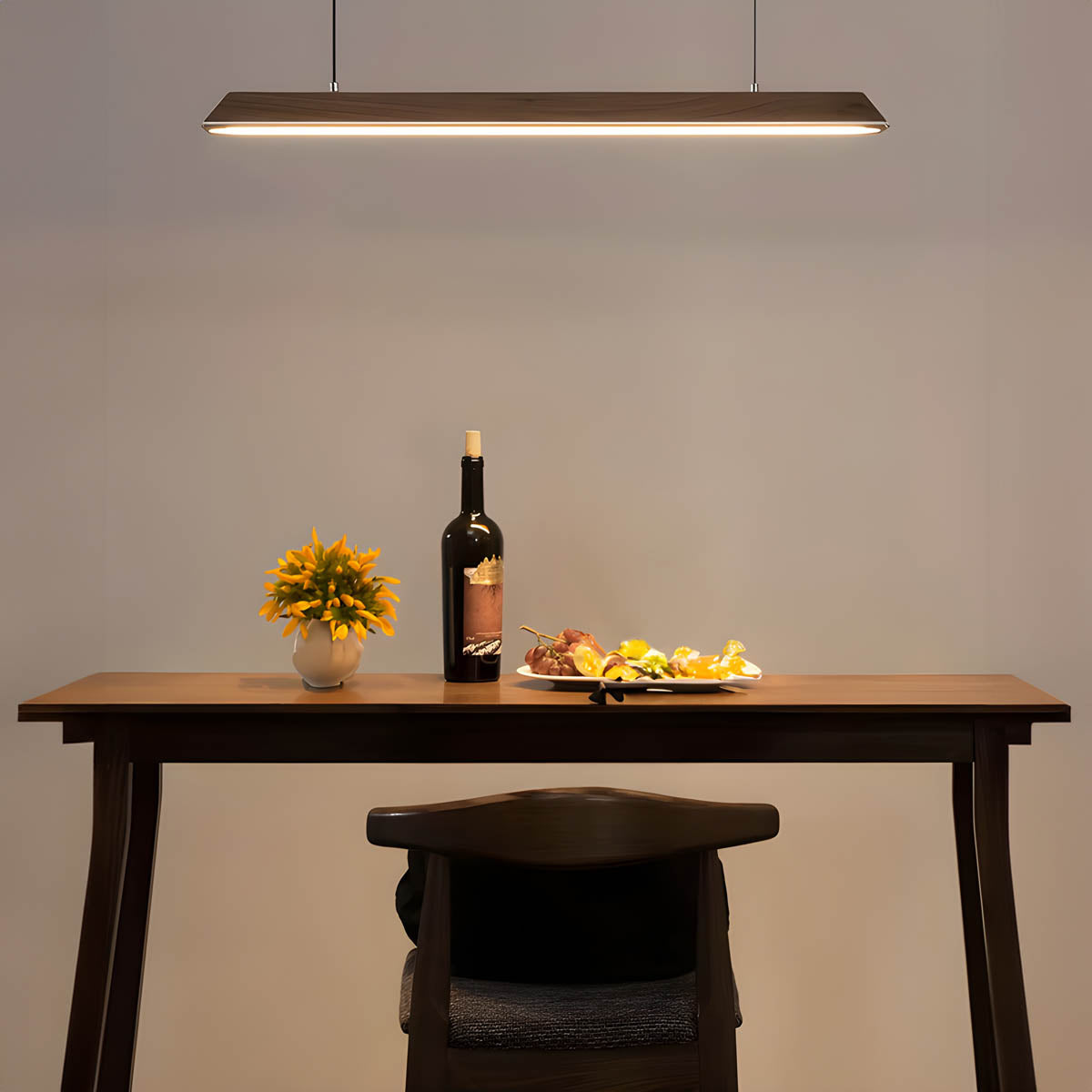 Wood and Metal Trapezoid Pendant Light 90-180 cm