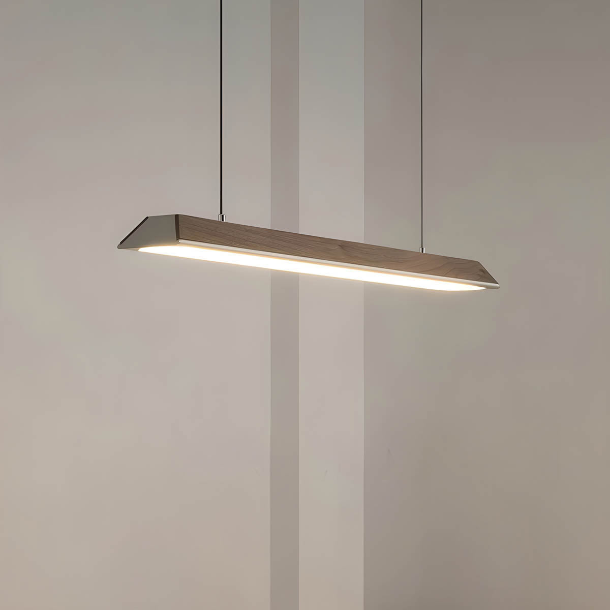 Wood and Metal Trapezoid Pendant Light 90-180 cm