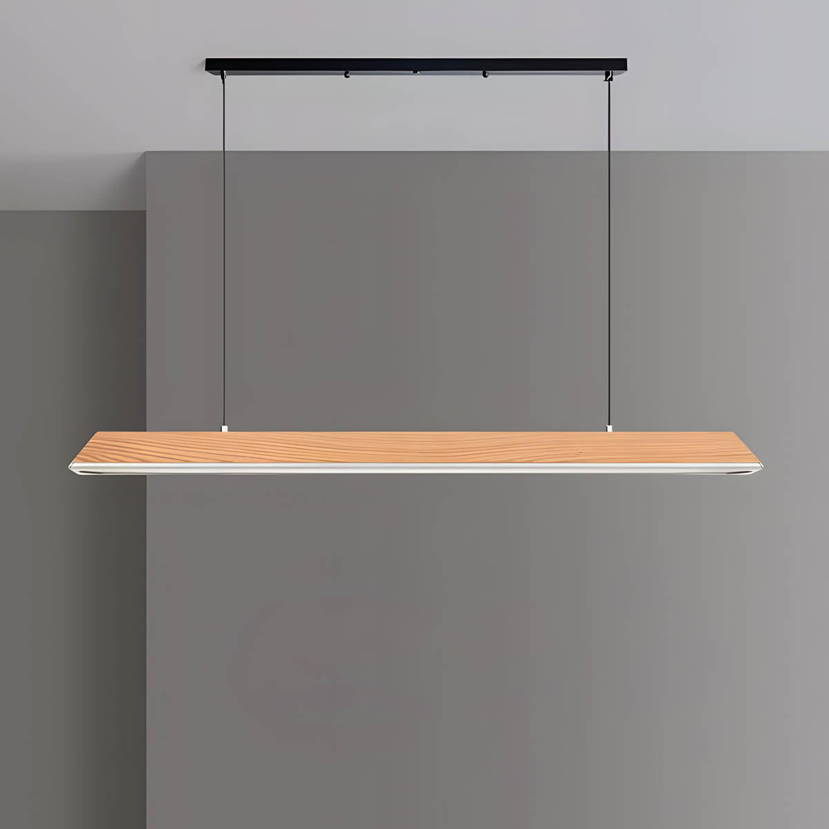 Wood and Metal Trapezoid Pendant Light 90-180 cm